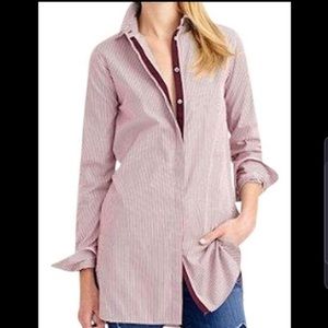 Navy jcrew button down shirt.